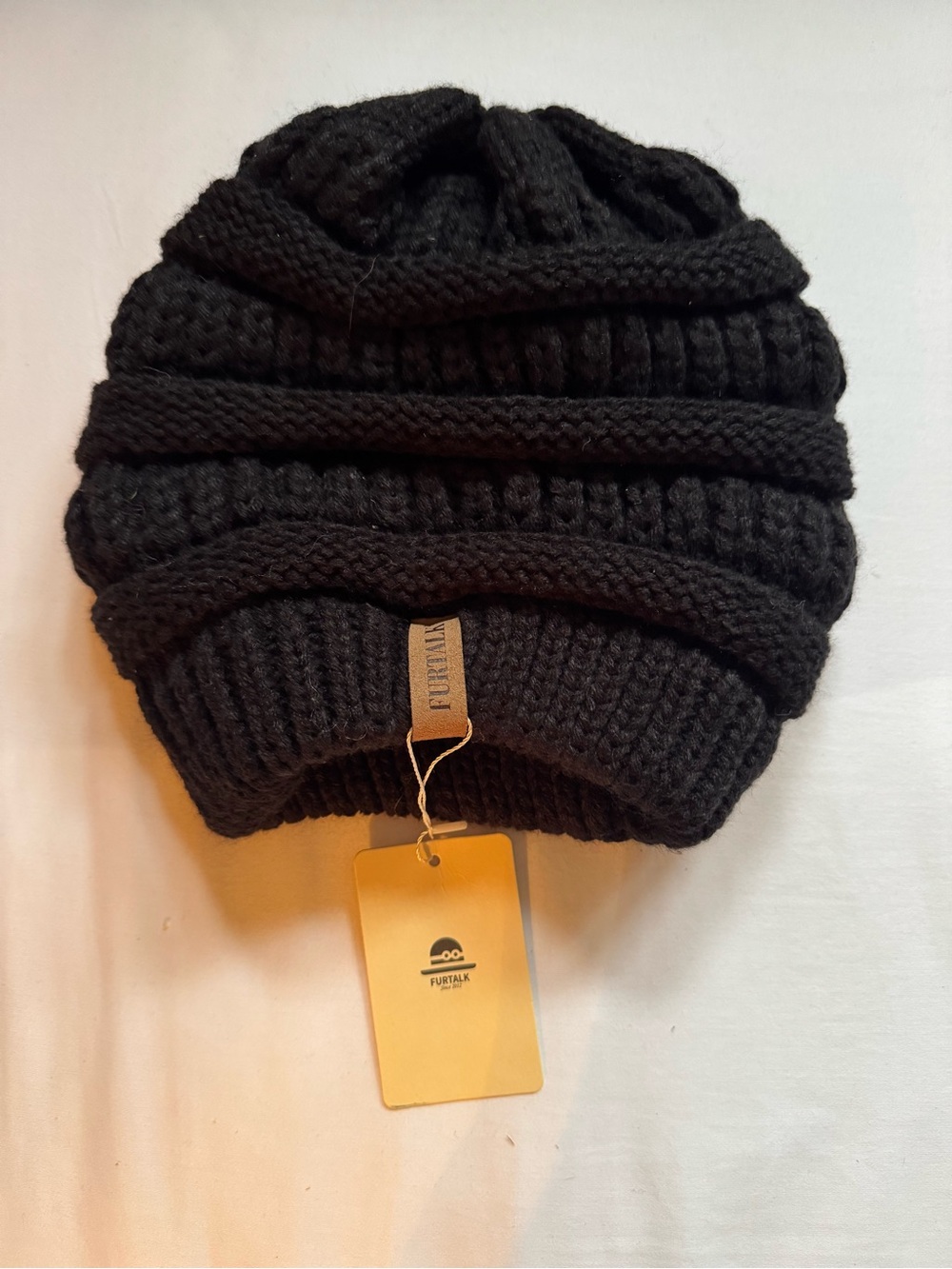 Furtalk Black Knit Beanie Hat for Women